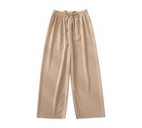 Pantalon de jogging pour filles et enfants - Jambe large - Taille élastique - Pantalon ample décontracté avec poches - Vêtements de sport d'été, kaki, 12-18 mois