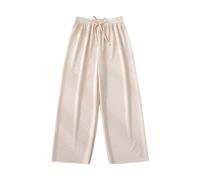 Pantalon de jogging pour filles et enfants - Jambe large - Taille élastique - Pantalon ample décontracté avec poches - Vêtements de sport d'été, beige, 18-24 mois
