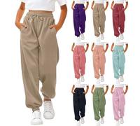 Pantalon de jogging pour garçons et filles avec cordon de serrage - Pantalon de sport à taille élastiquée - Pantalon d'école avec poches - Pantalon de sport à taille haute - Pantalon d'éducation