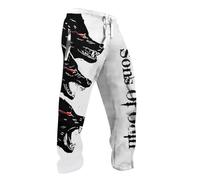 Pantalon de jogging pour homme avec motif loup Fenrir - Pantalon de loisirs blanc avec inscription Sons of Odin et loups nordiques - Vêtements viking sombres pour homme, Style A01 Blanc, XL