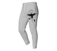 Pantalon de jogging pour homme avec motifs viking - Pantalon de sport avec corbeaux, cercle de runes et symbole Valknut - Pantalon de loisirs décontracté et sombre pour homme, Style T01 Gris, L