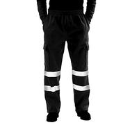 Pantalon de jogging pour homme avec poches - Long et léger - Coupe ample - Taille élastique avec cordon de serrage - Tissu en coton - Pantalon de survêtement baggy réfléchissant - Pour la course à