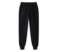 Pantalon de jogging pour homme, coupe ajustée, extensible, léger, décontracté, avec poche, en coton uni, taille élastique, pantalon de sport, coupe droite, Noir , S