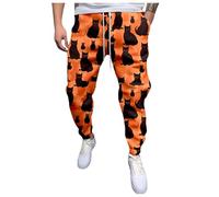 Pantalon de jogging pour homme en coton avec élastique - Pantalon d'entraînement avec poches - Pantalon de loisirs - Imprimé fantômes - Pantalon de sport - Pantalon de sport léger pour costume
