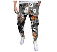 Pantalon de jogging pour homme en coton avec élastique - Pantalon d'entraînement avec poches - Pantalon de loisirs - Imprimé fantômes - Pantalon de sport - Pantalon de sport léger pour costume