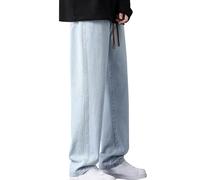 Pantalon de jogging pour homme Jean confortable stretch denim coupe droite décontractée taille élastique poche couleur unie jeans, BU1, L