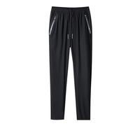 Pantalon de jogging pour homme, long, extensible, baggy, en soie glacée, respirant, pantalon de sport, pantalon de loisirs pour homme, long et fin, confortable, pantalon de détente, Noir , XX-Large