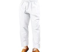 Pantalon de jogging pour homme musulman en coton style afghan avec taille élastique pour prière Aïd Buggy, blanc, M
