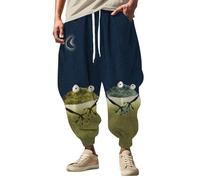 Pantalon de jogging pour homme - Pantalon long pour homme avec costume traditionnel chinois - Imprimé amusant de dessin animé - Pantalon de loisirs avec cordon de serrage - Pantalon de sport pour