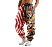 Pantalon de jogging psychédélique coloré pour homme - Costume hippie des années 70 et 80 - Jambes larges - Confortable - Pantalon de loisirs - Pantalon de carnaval - Fête à thème disco, C05 rouge, 5XL
