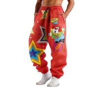 Pantalon de jogging rouge pour homme - Pantalon hippie - Pantalon de survêtement avec imprimé clown Y2K - Pantalon élastique confortable - Pantalon d'extérieur - Costume de carnaval - Taille haute