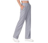 Pantalon de jogging surdimensionné à jambe large avec poche pour enfants - Unisexe - En coton - Pour uniforme scolaire - Style décontracté - Uni - Pour le sport et l'athlétisme, gris foncé, 13-14 ans