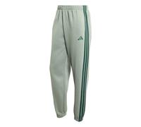 adidas Homme Essentials 3-Stripes Fleece Tapered Cuffed Pants, Silver Green/Collegiate Green, XS
