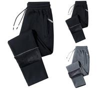 Pantalon de jogging thermique pour homme avec doublure en polaire, poches zippées, confortable, coupe ajustée, taille élastique et cordon de serrage, pantalon de travail durable, gris, 4X-Large