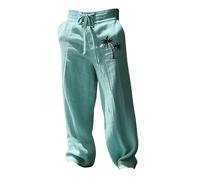 Pantalon de loisirs élastique pour homme avec motif imprimé, coupe droite, mélange de coton confortable, pantalon décontracté au quotidien avec cordon de serrage pour la plage, le travail et les jeux