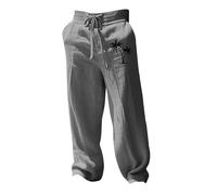Pantalon de loisirs élastique pour homme avec motif imprimé, coupe droite, mélange de coton confortable, pantalon décontracté au quotidien avec cordon de serrage pour la plage, le travail et les jeux