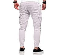 Pantalon de loisirs pour homme - Long et fin - Coupe ajustée - Plusieurs poches - Avec cordon de serrage - Couleur unie - Pantalon de loisirs classique - Pantalon de travail sportif, Blanc., XXL