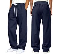 Pantalon de loisirs pour homme - Pantalon de jogging ample et confortable | Pantalon de survêtement avec élastique - Taille haute - Pour homme - Couleur unie - Y2K - Style boyfriend - Pantalon