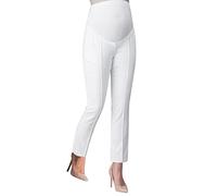 Pantalon de maternité confortable au-dessus de la taille pour femme - Capris de grossesse décontracté pour le travail, la maternité et le yoga - Petite taille, blanc, M