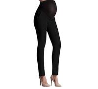 Pantalon de maternité confortable au-dessus de la taille pour femme - Capris de grossesse décontracté pour le travail, la maternité et le yoga - Petite taille, Noir , M