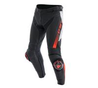 Pantalon de moto Pelle Homme Dainese SUPER SPEED Perforé Black/White/Red-Fluo