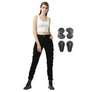 Pantalon de moto pour femme - Avec ceinture de protection extensible - 4 coussinets de protection, Noir , XS
