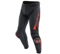 Dainese Pantalon de moto SUPER SPEED cuir Homme Noir/Rouge fluo