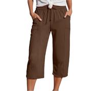 Pantalon de Noël pour femme - Taille haute - Sport - Pantalon ample - Élastique, marron, XXL
