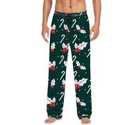 Pantalon de Noël pour homme et femme - Pantalon de jogging graphique amusant - Bonne élasticité - Pantalon de pyjama avec poches et cordon de serrage pour cadeaux de Noël, Vert noir, S