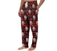 Pantalon de Noël Pyjama personnalisé,Pantalon avec Photo de Visage pour Homme,Poche à Cordon de Serrage décontractée,Cadeaux de Noël pour Mari,Papa (pantalon de pyjama Style 1, Taille unique)