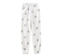 Pantalon de nuit pour femme à pois grande taille, pantalon de pyjama à revers en peluche, pantalon de pyjama doux et confortable, pantalon de nuit tendance doux, pantalon polyvalent et décontracté