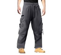 Pantalon de parachute baggy cargo pour homme - Coupe ample - Pantalon sarouel tendance - Style hip hop streetwear - Avec poches fonctionnelles, gris foncé, XXL