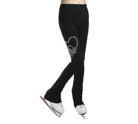 Pantalon De Patinage Artistique avec Strass en Cristal Collants Collants sur La Botte Legging Pantalon De Patin à Glace Doublé De Polaire pour Filles Et Femmes Vêtements De Sport, Black, XL
