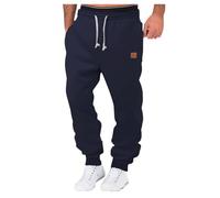 Pantalon de peintre homme décontracté taille couleur sport chapeau tissé poche couleur unie poche étiquette polaire mince pantalon de jogging bordeaux pantalon homme, Marine, XL