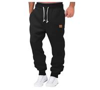 Pantalon de peintre homme décontracté taille couleur sport chapeau tissé poche couleur unie poche étiquette polaire mince pantalon de jogging bordeaux pantalon homme, Noir , 3XL