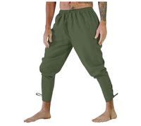 Pantalon de pirate pour homme rétro Halloween médiéval à lacets avec bande de cheville Pantalon de travail décontracté pour l'extérieur Viking Pantalon de jogging Renaissance Cosplay Jogging pour