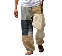 Pantalon de plage d'été pour homme Patchwork Tie Dye Peace Coton Genie Parachute Yoga Pantalon Grande Taille Confortable Respirant Léger Jambe Droite Plat Décontracté Hippie Gypsy Pantalon Coupe ample