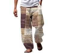 Pantalon de plage d'été pour homme Patchwork Tie Dye Peace Coton Genie Parachute Yoga Pantalon Grande Taille Confortable Respirant Léger Jambe Droite Plat Décontracté Hippie Gypsy Pantalon Coupe ample