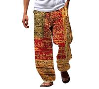 Pantalon de plage d'été pour homme Patchwork Tie Dye Peace Coton Genie Parachute Yoga Pantalon Grande Taille Confortable Respirant Léger Jambe Droite Plat Décontracté Hippie Gypsy Pantalon Coupe ample