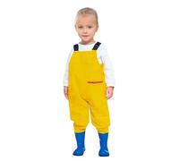 Pantalon de Pluie Imperméable Enfant Salopette Antitaches Coupe-vent avec Bottes Imperméable Pantalon à Bretelles pour Garçons et Filles Combinaison D'ExtéRieur pour Randonnée (02 Yellow, 13-14 Years)