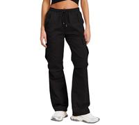 Pantalon de pluie pour femme - Imperméable - Coupe-vent - Léger - Pantalon d'extérieur - Pantalon softshell - Séchage rapide - Pantalon cargo - Pantalon de trekking avec poche zippée, Noir , XXL