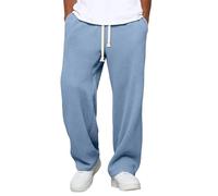 Pantalon de printemps et de mode pour homme - Coupe large - Coupe droite - Coupe large - Coupe-vent, bleu clair, L