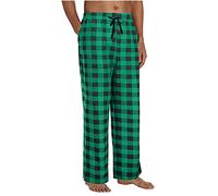 Pantalon de pyjama à carreaux pour homme avec cordon de serrage à la taille - Coupe classique - Style rétro - Taille élastique - Pantalon décontracté pour un usage quotidien, Vert, M