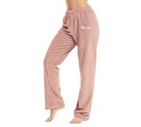Pantalon de pyjama à jambe large pour femme - Pantalon moelleux - Pantalon simple imprimé - Taille élastique - Pantalon de nuit confortable - Pour tous les jours - Pantalon de loisirs pour toute