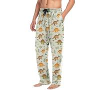 Pantalon de pyjama à motif de feuilles de dinosaures, de fleurs et de pierres, pantalon de détente pour homme avec cordon de serrage et poches, Motif feuilles de dinosaure et fleurs, S