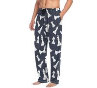 Pantalon de pyjama à motif d'échecs pour homme avec cordon de serrage et poches, Motif échecs, S