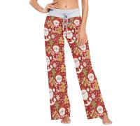 Pantalon de pyjama à motif Père Noël Cookie Man pour femme avec cordon de serrage décontracté jambe large confortable, Motif Père Noël Cookie Man, S