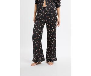 Pantalon de pyjama à motifs fleurs en satin - Medra - M - Noir - Femme - Etam