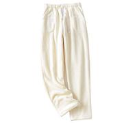 Pantalon de pyjama à revers en peluche pour femme, pantalon de nuit à pois grande taille, pantalon de pyjama thermique doux, pantalon de nuit tendance, pantalon polyvalent et confortable pour femme