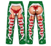 Pantalon de pyjama amusant pour homme avec imprimé griffes d'ours pour Noël | Pantalon de pyjama pour homme en polyester et élasthanne, imprimé griffes d'ours, avec élastique, coupe ample